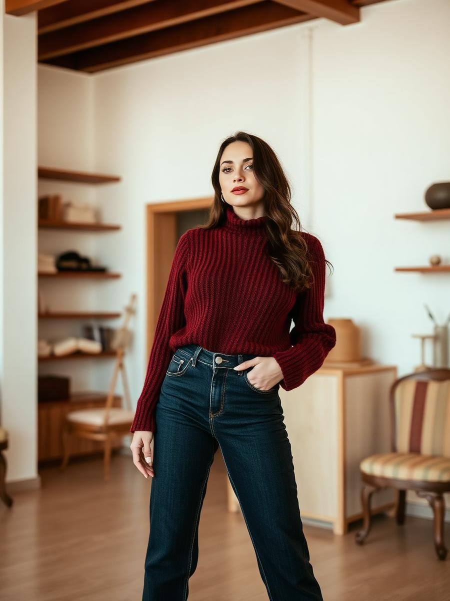 Tricot Bordô Gola Alta